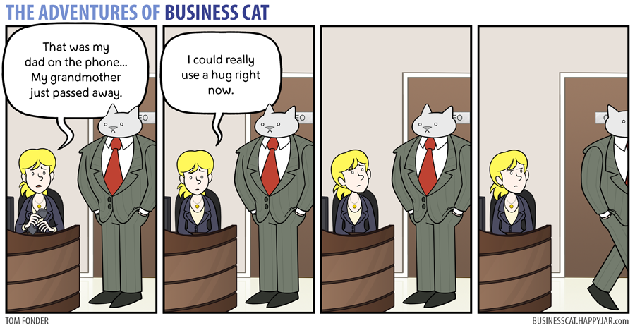 business cat hug