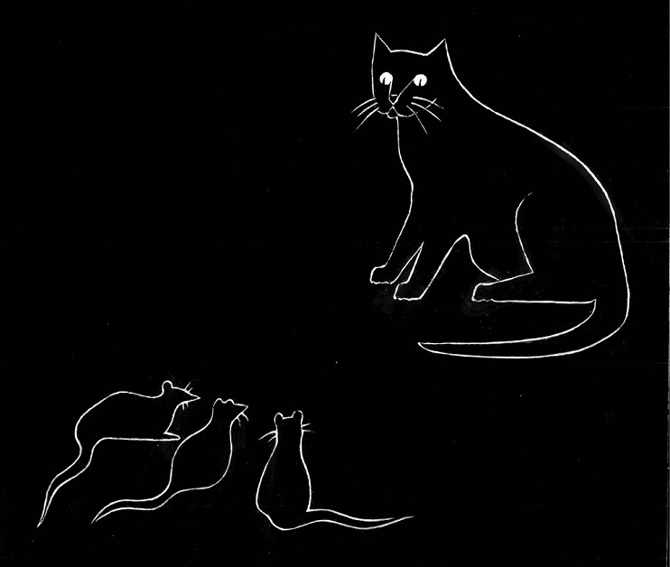 charles green shaw black cat ink painting