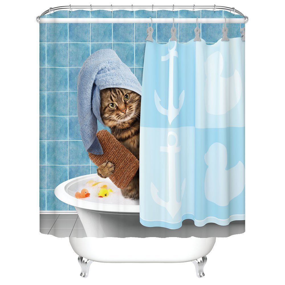 awesome cat shower curtain 4