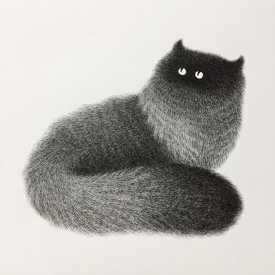 fluffy black cat ink 5