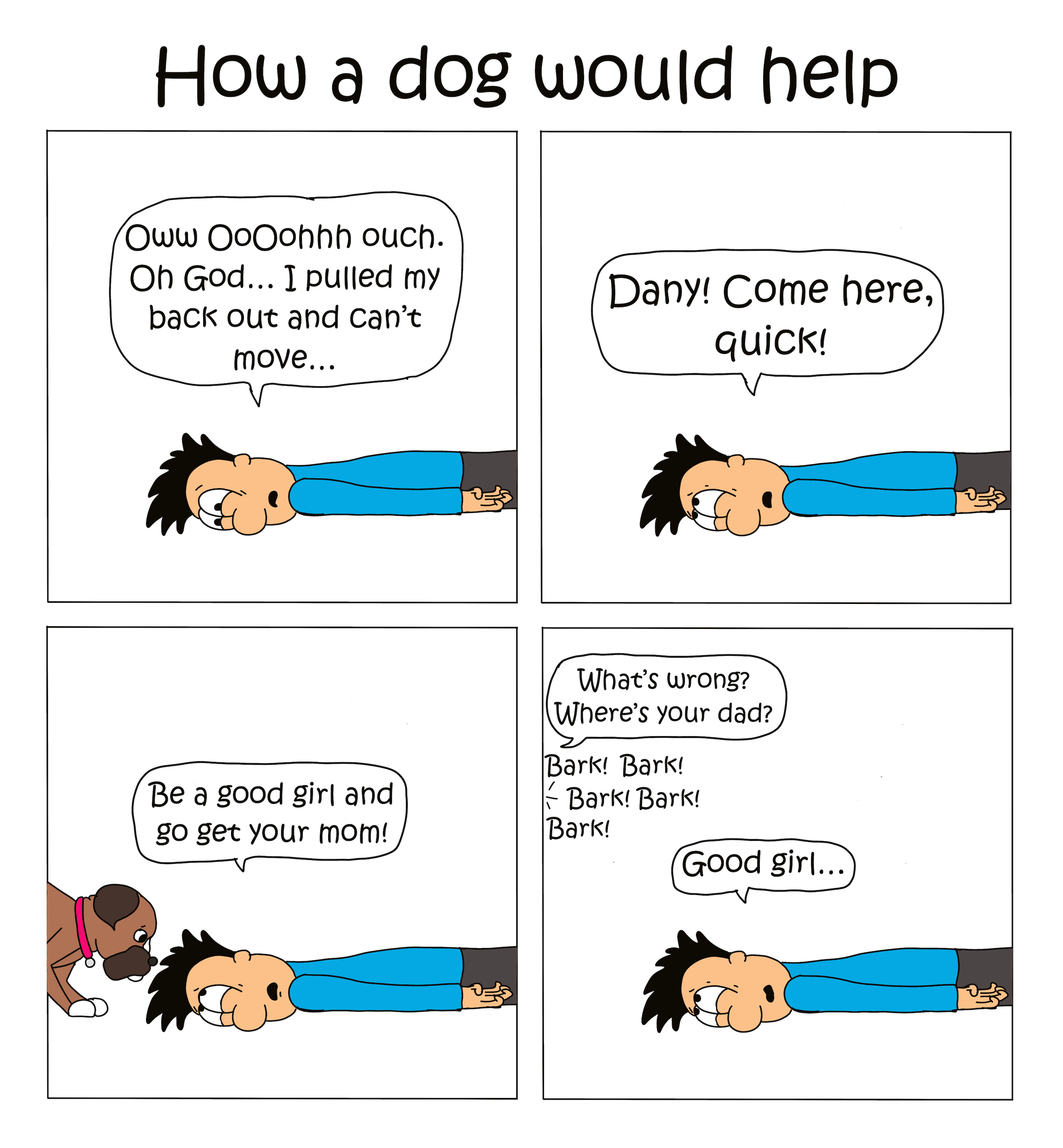How a dog would help if I hurt myself comic